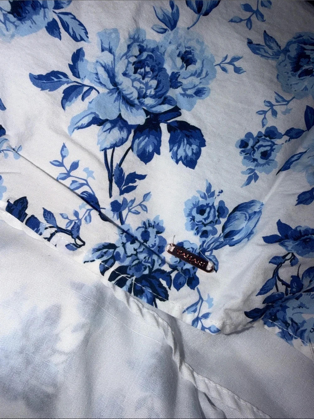 Girls Tahari Floral Blue & White Girls' Puff-Sleeve Dress size 7/8